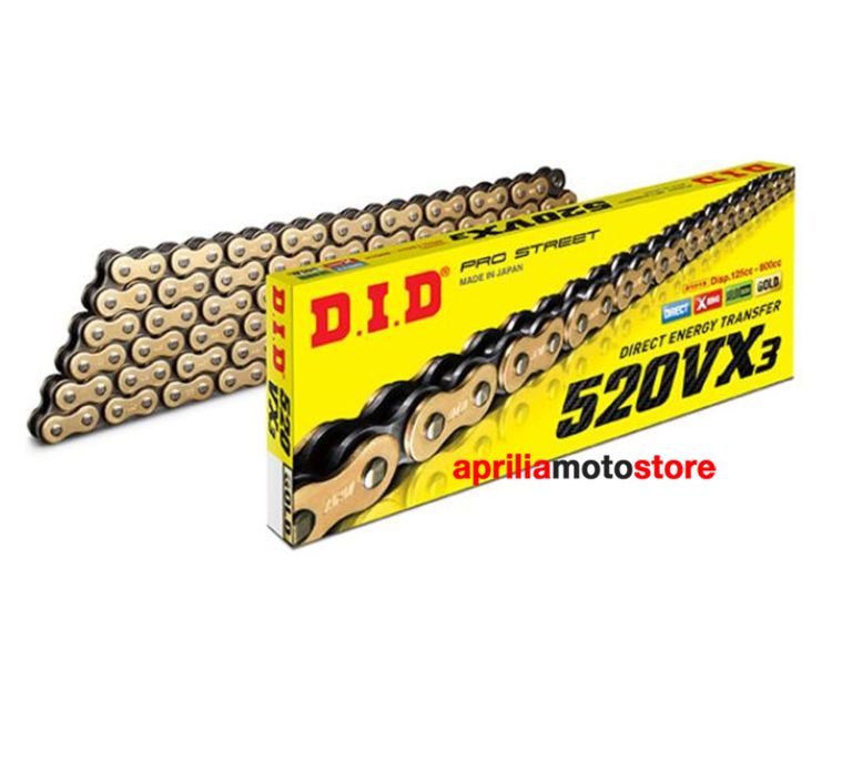 DID 520VX3 CHAIN ​​(Gold & Black) - Length: 120 links with rivet joint (ZJ)